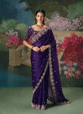 Monjolika Fashion Fancy Fabric Embroidered Saree in Purple - Distacart