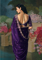 Monjolika Fashion Fancy Fabric Embroidered Saree in Purple - Distacart