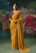 Monjolika Fashion Fancy Fabric Embroidered Saree in Mustard - Distacart