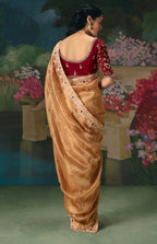 Monjolika Fashion Fancy Fabric Embroidered Saree in Peach - Distacart