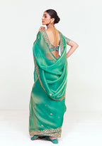 Monjolika Fashion Fancy Fabric Embroidered Sea Green Saree - Distacart