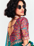 Monjolika Fashion Fancy Fabric Embroidered Teal Saree