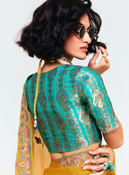 Monjolika Fashion Fancy Fabric Embroidered Mustard Saree
