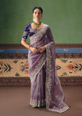 Monjolika Fashion Lilac Fancy Fabric Embroidered Saree
