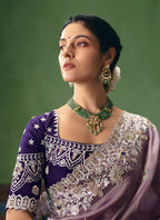 Monjolika Fashion Lilac Fancy Fabric Embroidered Saree