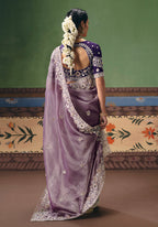 Monjolika Fashion Lilac Fancy Fabric Embroidered Saree