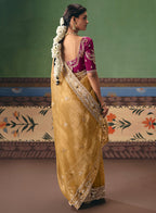 Monjolika Fashion Mustard Fancy Fabric Embroidered Saree