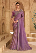 Monjolika Fashion Embroidered Faux Georgette Onion Pink Saree - Distacart