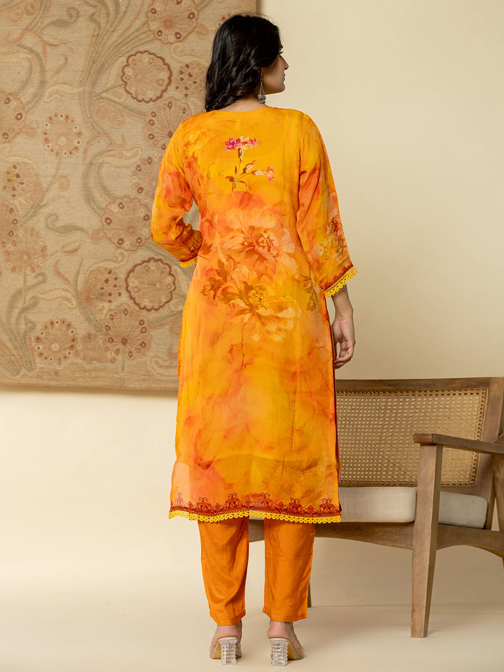 Yufta Pure Oragnza Kurta Set With Pant And Organza Dupatta Comes With Cotton Lining And Intricate Handwork - Distacart