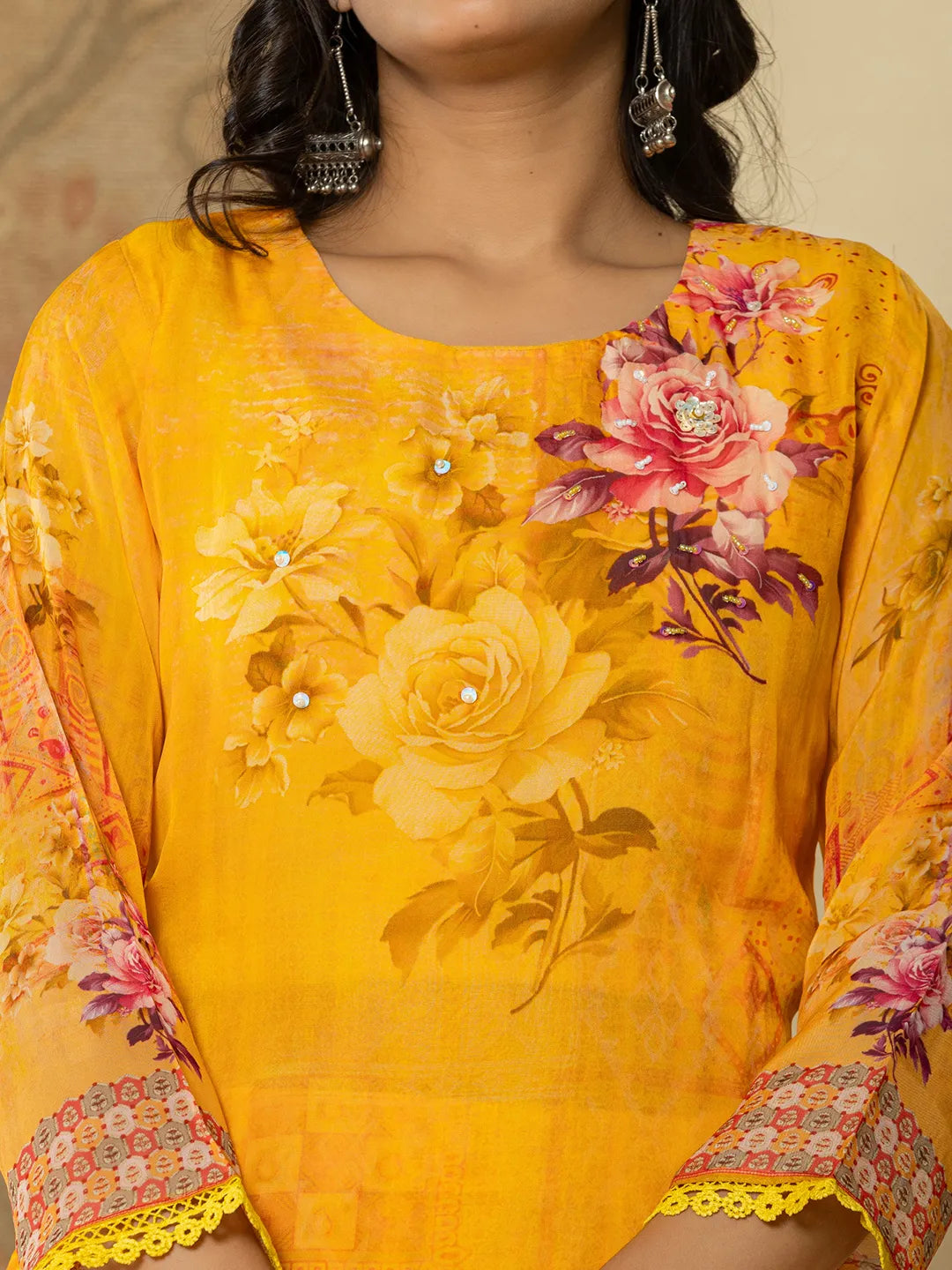 Yufta Pure Oragnza Kurta Set With Pant And Dupatta Comes With Cotton Lining And Intricate Handwork - Distacart