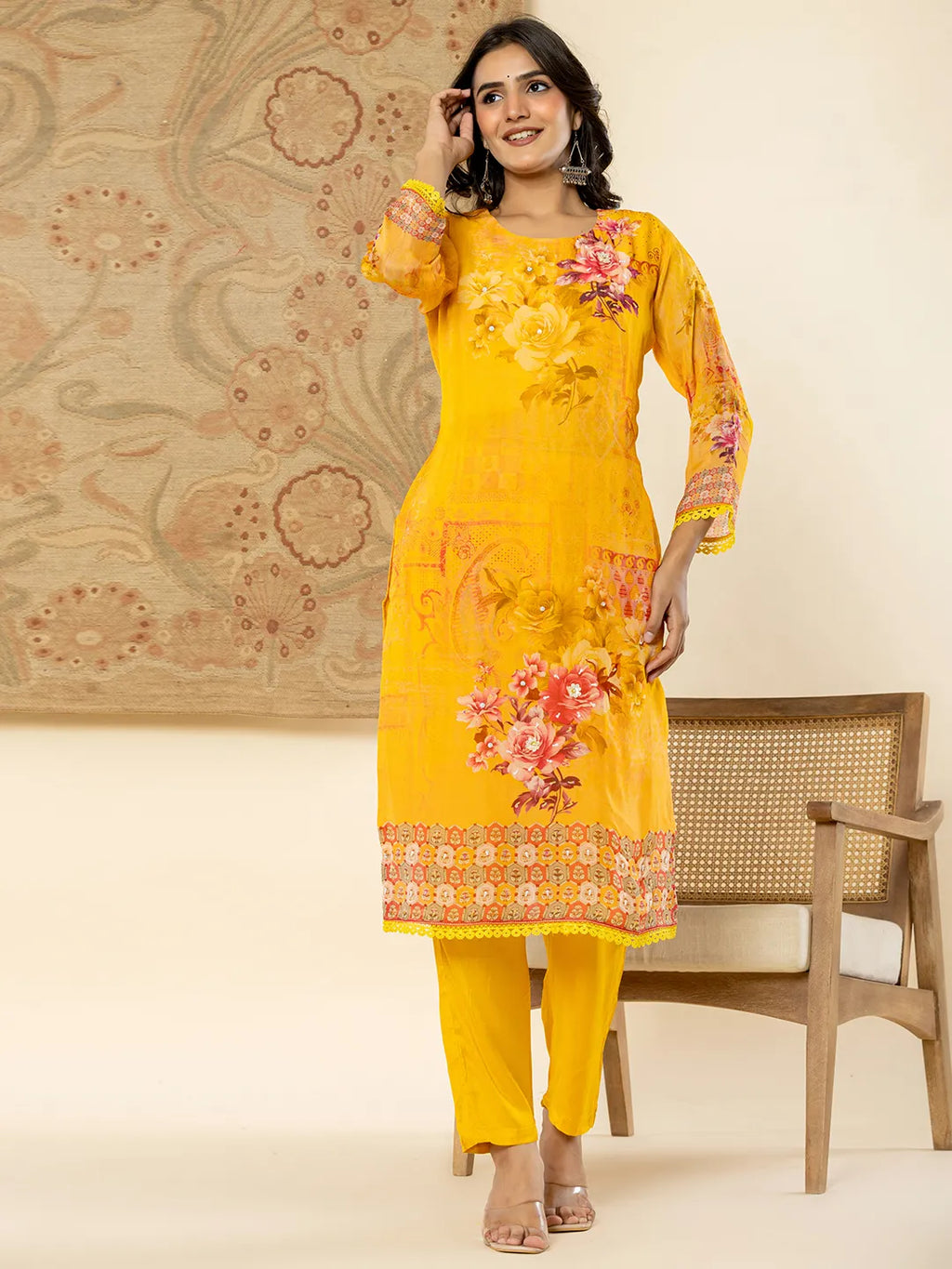 Yufta Pure Oragnza Kurta Set With Pant And Dupatta Comes With Cotton Lining And Intricate Handwork - Distacart