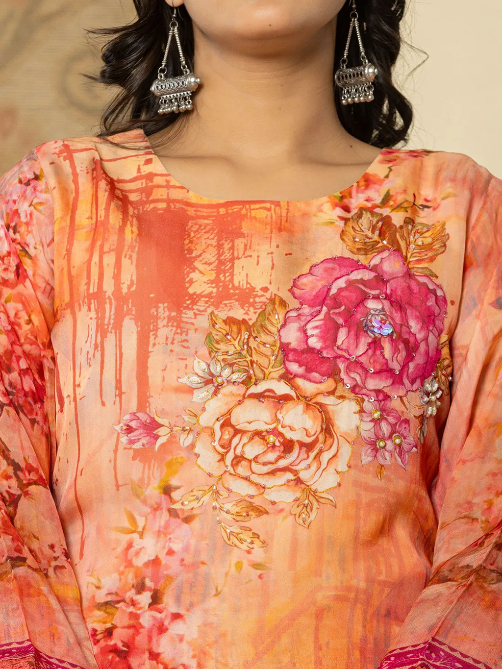 Yufta Pink Floral Embroidered Regular Sequinned Kurta with Trousers & With Dupatta - Distacart