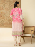 Yufta Oragnza Kurta Set With Pant And Dupatta Comes With Cotton Lining And Intricate Embroideries - Distacart