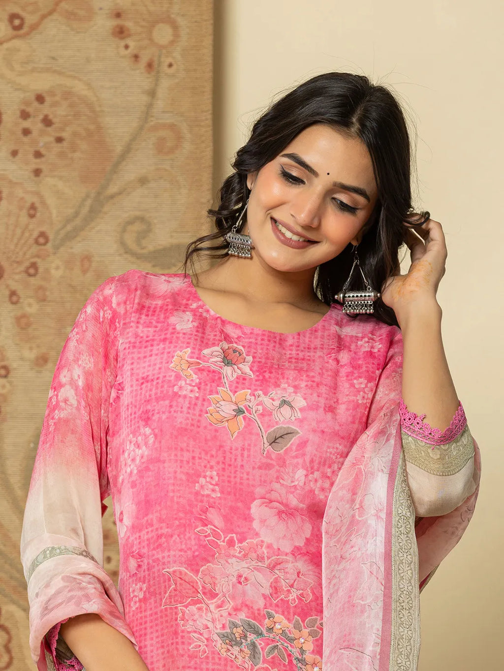 Yufta Oragnza Kurta Set With Pant And Dupatta Comes With Cotton Lining And Intricate Embroideries - Distacart