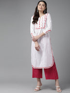 ADA Ethnic Motifs Chikankari Embroidered Floral Kurta