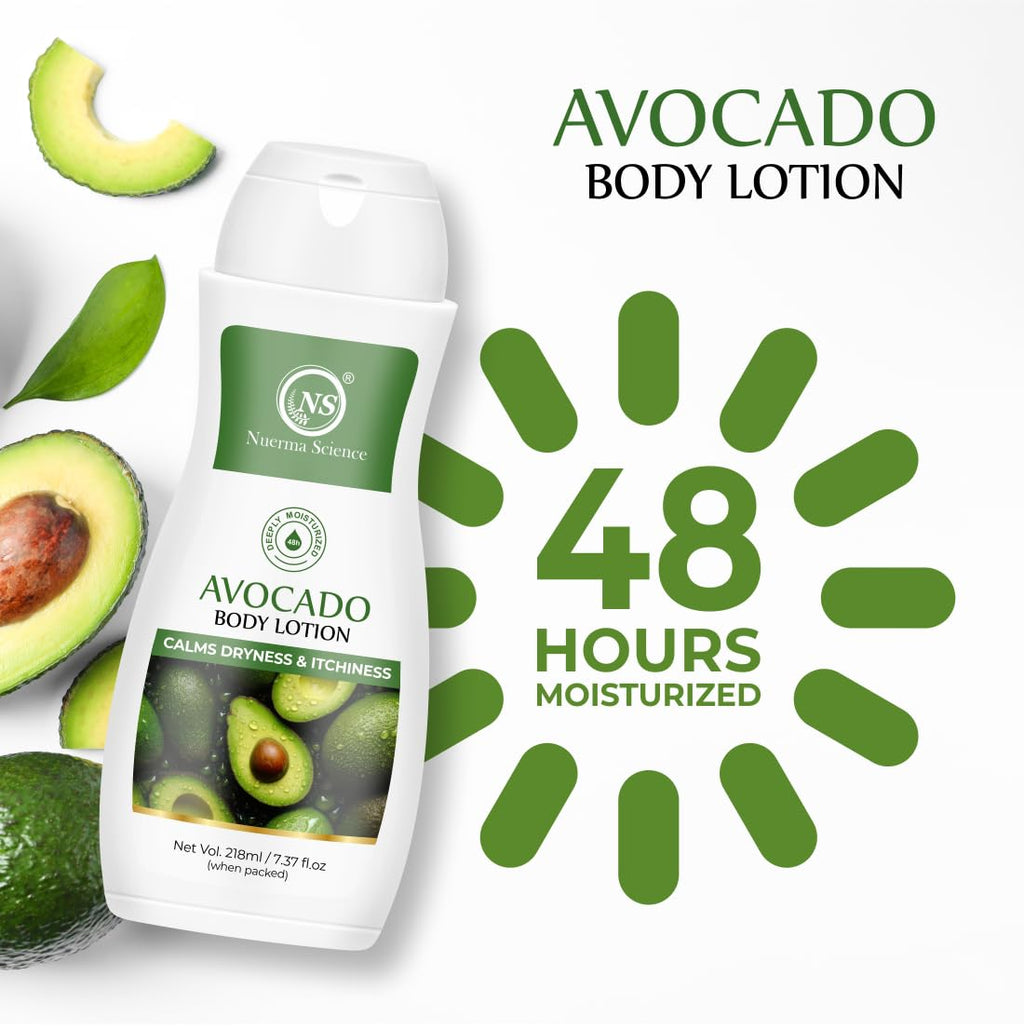 Nuerma Science Avocado Moisturizing Body Lotion for Dry & Sensitive Skin with 24 hr Nourishment