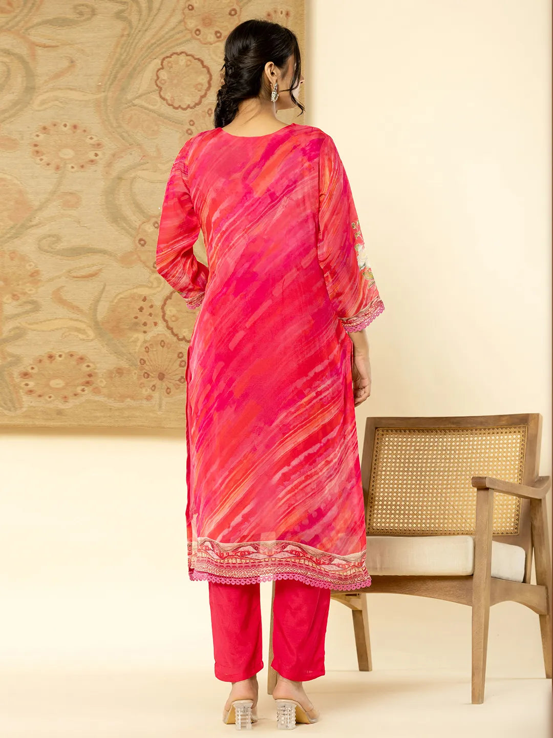 Yufta Oragnza Kurta Dupatta Set With Lining And Intricate Handwork - Distacart