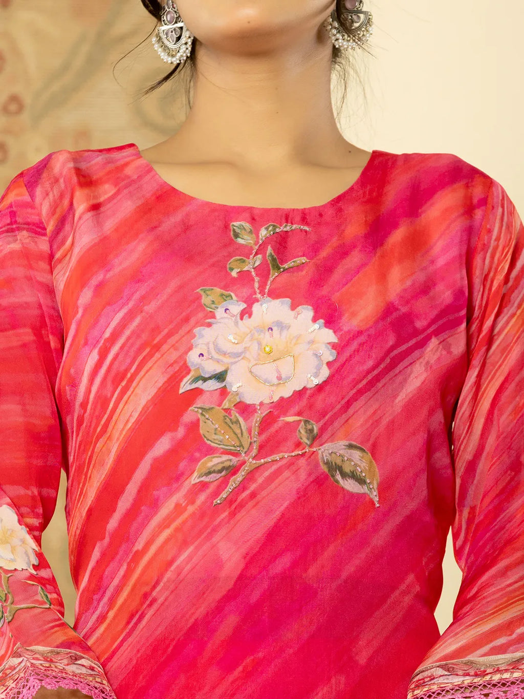 Yufta Oragnza Kurta Dupatta Set With Lining And Intricate Handwork - Distacart