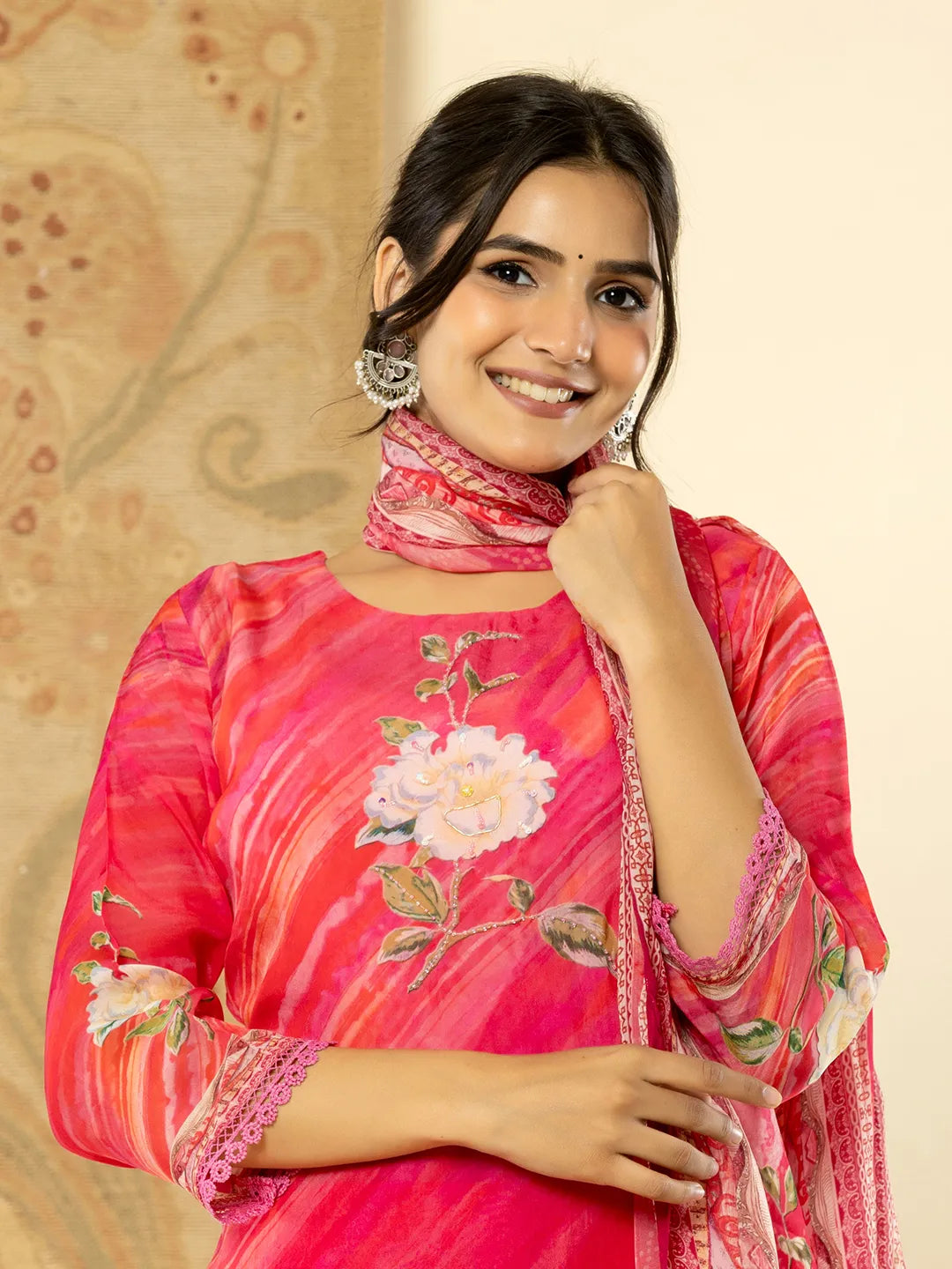 Yufta Oragnza Kurta Dupatta Set With Lining And Intricate Handwork - Distacart