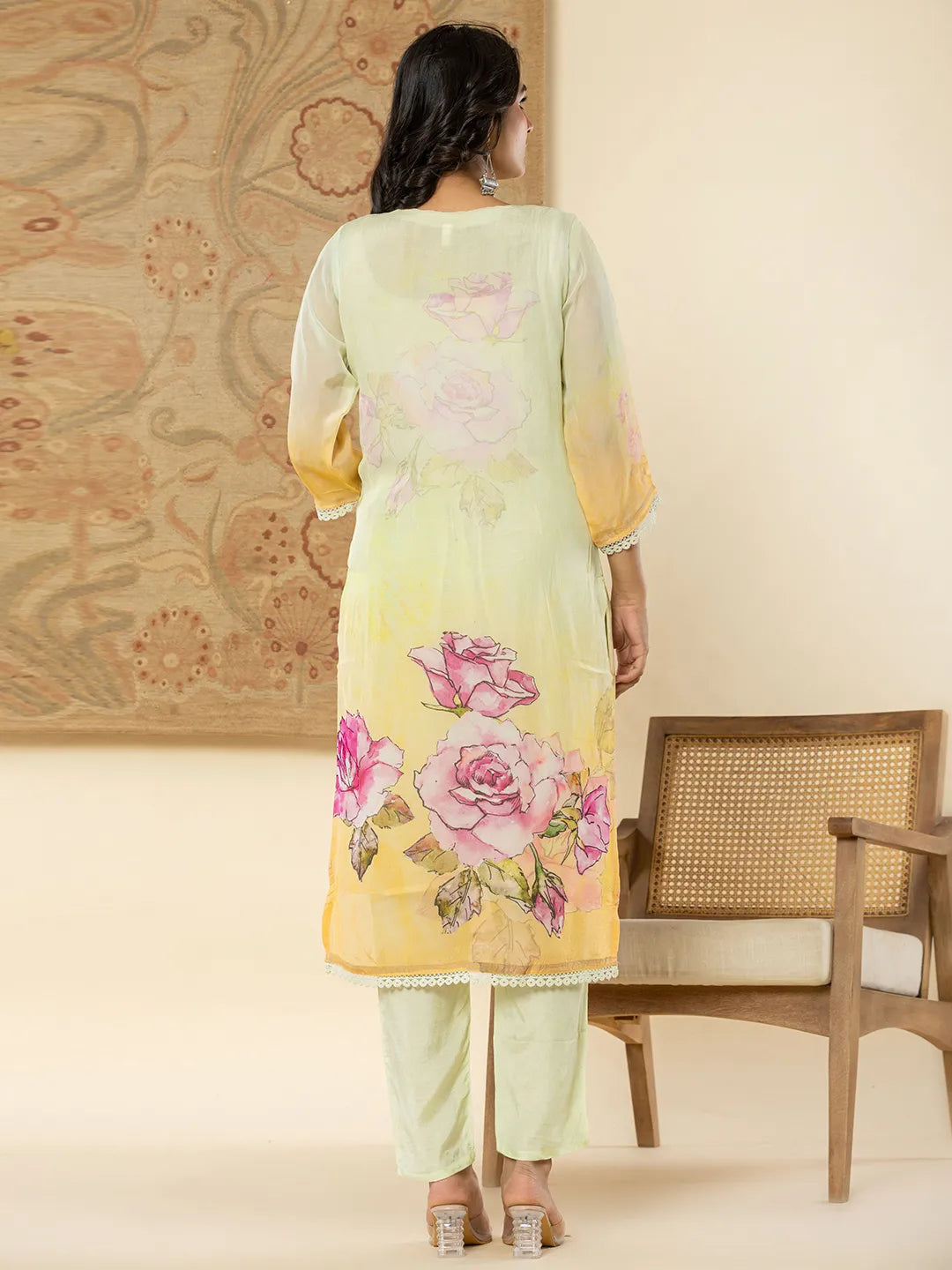Yufta Pure Oragnza Kurta Set With Pant And Dupatta - Distacart
