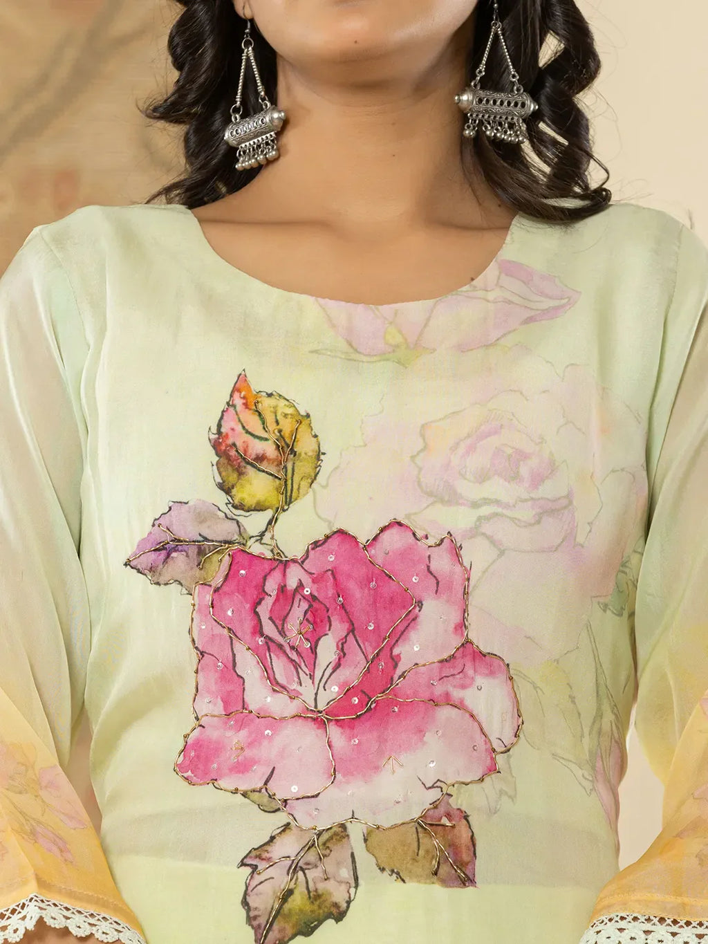 Yufta Pure Oragnza Kurta Set With Pant And Dupatta - Distacart
