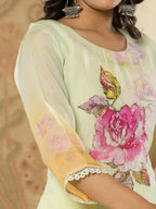 Yufta Pure Oragnza Kurta Set With Pant And Dupatta - Distacart