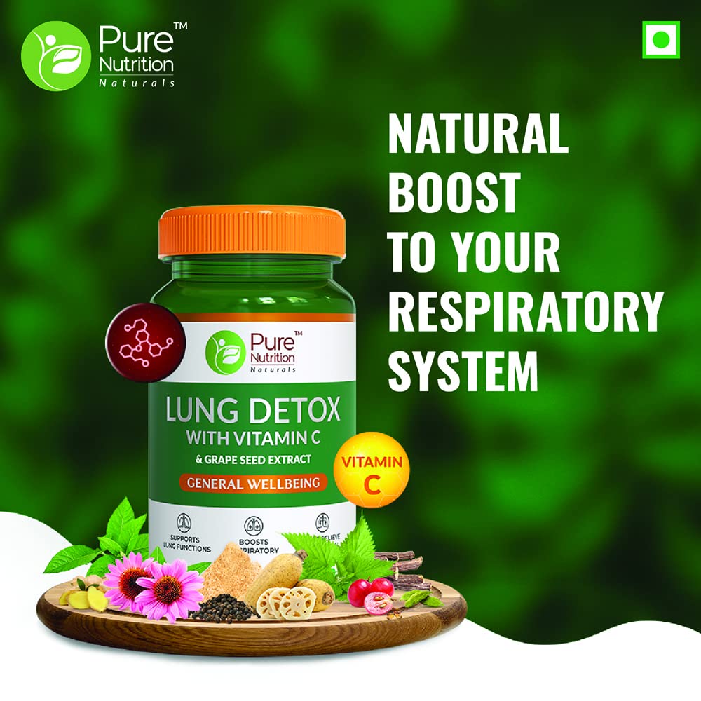 Pure Nutrition Lung Detox with Vitamin C & Grape Seed Extract Veg Capsules - Distacart