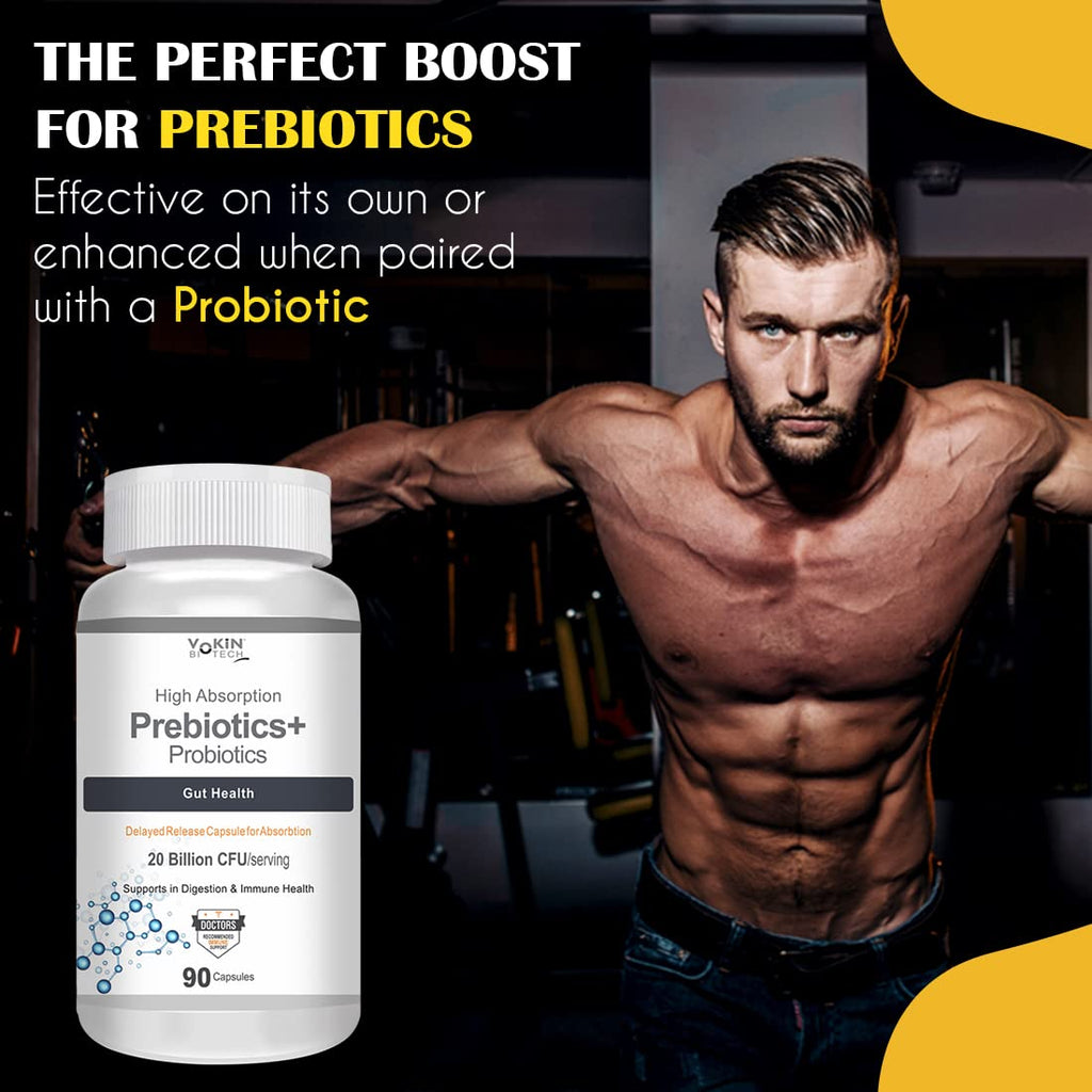 Vokin Biotech Prebiotics + Probiotics 20 Billion Cfu Supplement with Delayed-Release Capsules for Temperature Stable, Digestion and Immune Health