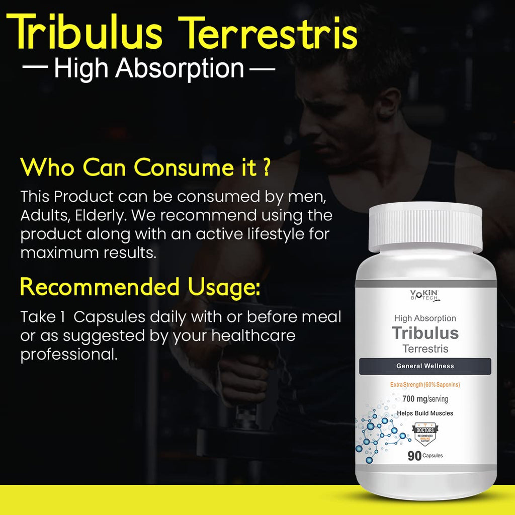 Vokin Biotech Tribulus Terrestris 700mg Energy, Performance & Stamina Veg Capsules