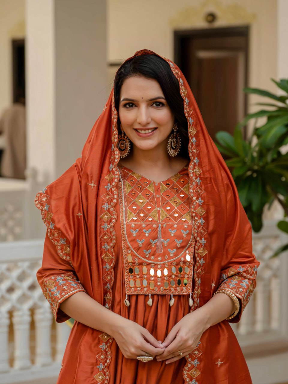 Pramukh Fab Orange Color Roman Silk Kurta Set - Distacart