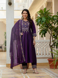 Pramukh Fab Purple Color Roman Silk Kurta Set - Distacart