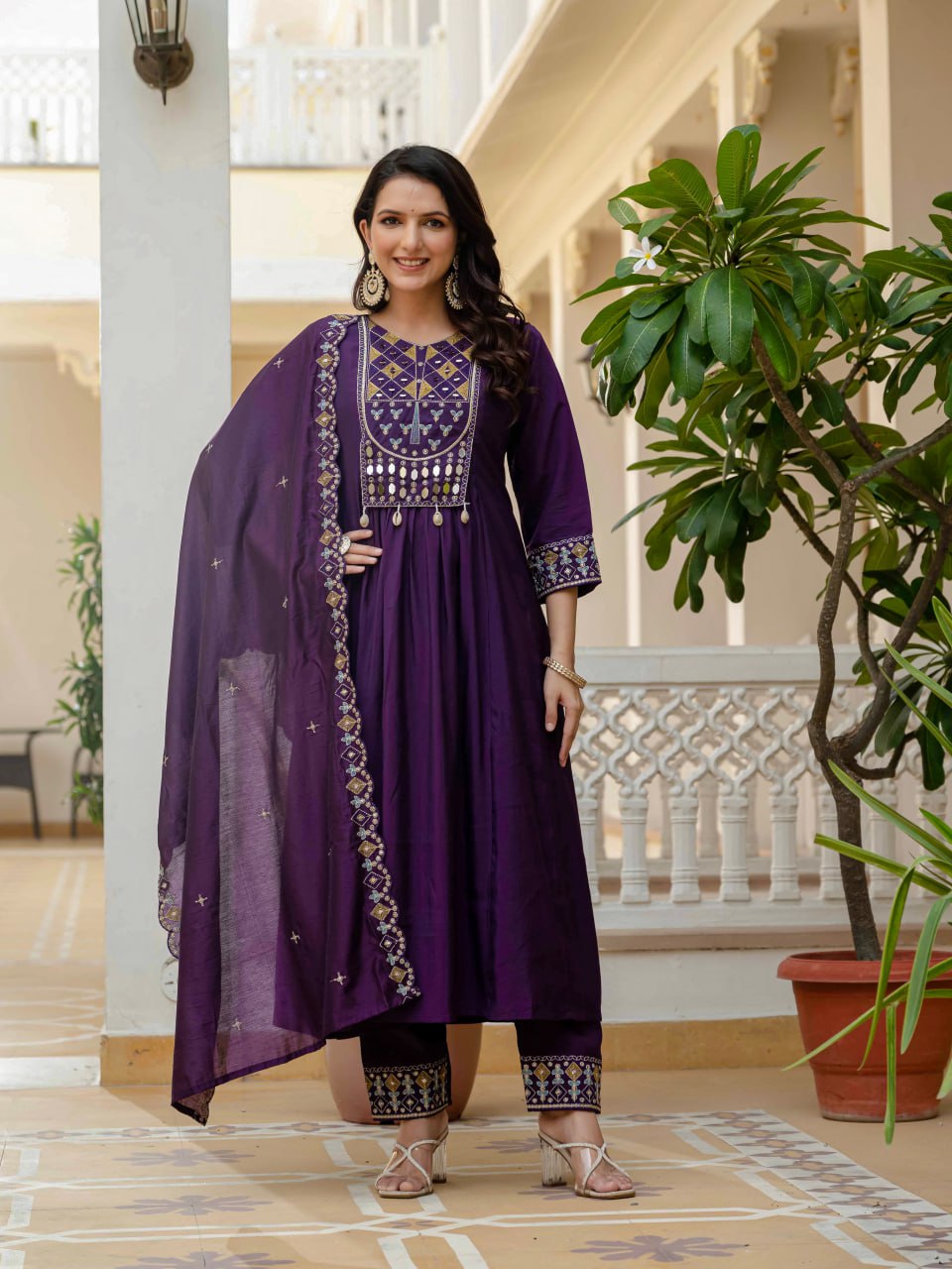 Pramukh Fab Purple Color Roman Silk Kurta Set - Distacart