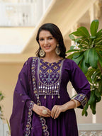 Pramukh Fab Purple Color Roman Silk Kurta Set - Distacart