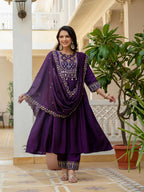 Pramukh Fab Purple Color Roman Silk Kurta Set - Distacart