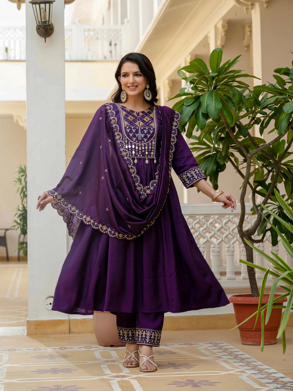 Pramukh Fab Purple Color Roman Silk Kurta Set - Distacart