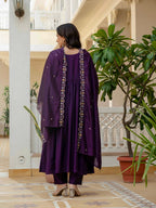 Pramukh Fab Purple Color Roman Silk Kurta Set - Distacart