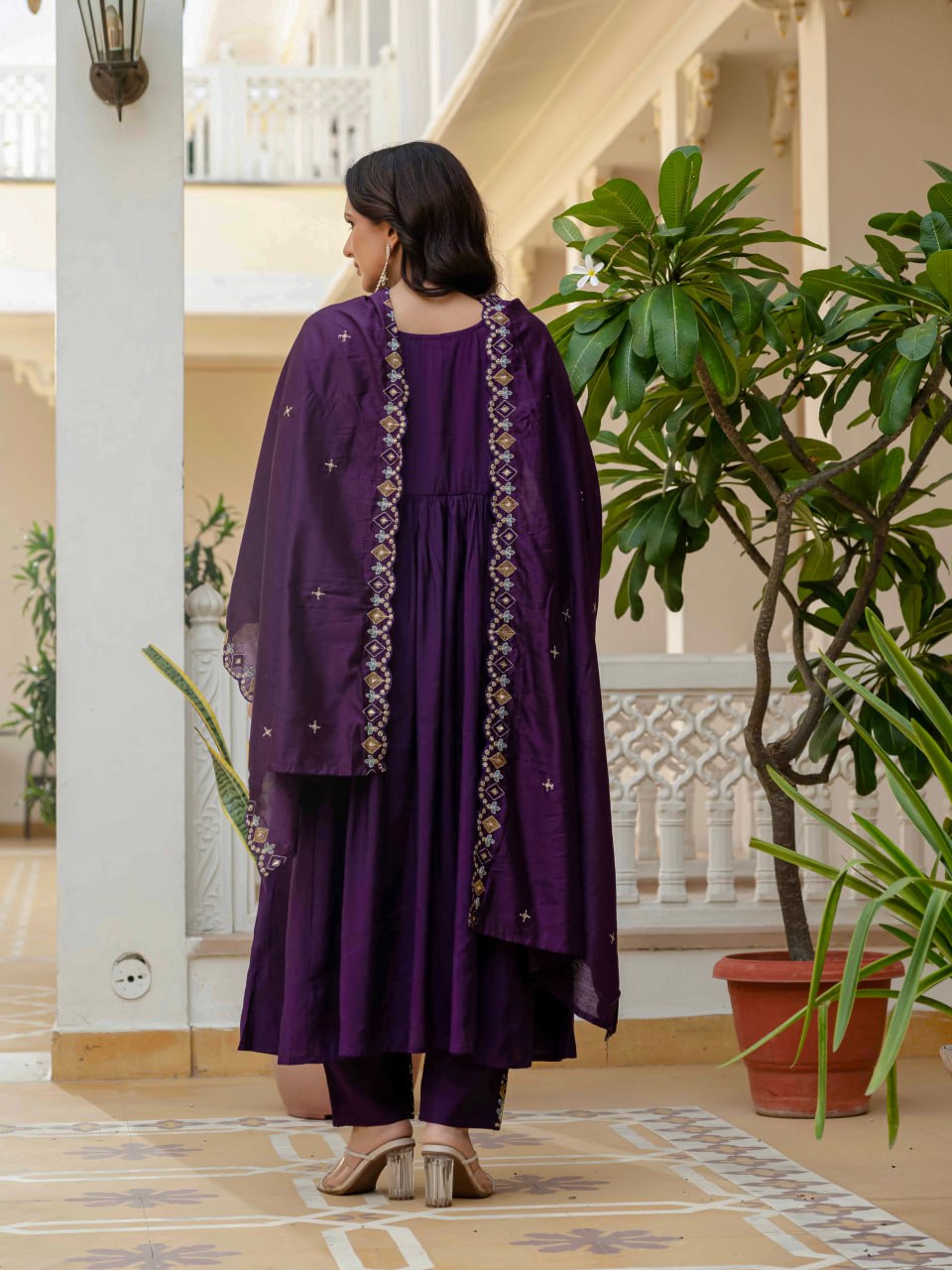 Pramukh Fab Purple Color Roman Silk Kurta Set - Distacart