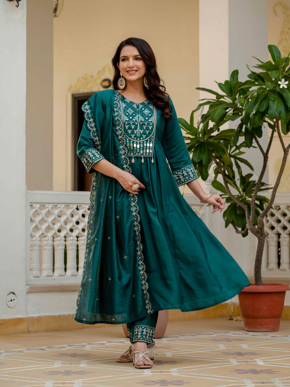 Pramukh Fab Firoji Color Roman Silk Kurta Set - Distacart