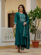 Pramukh Fab Firoji Color Roman Silk Kurta Set - Distacart