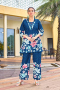 Pramukh Fab Teal Color Cotton Co-ord Set - Distacart