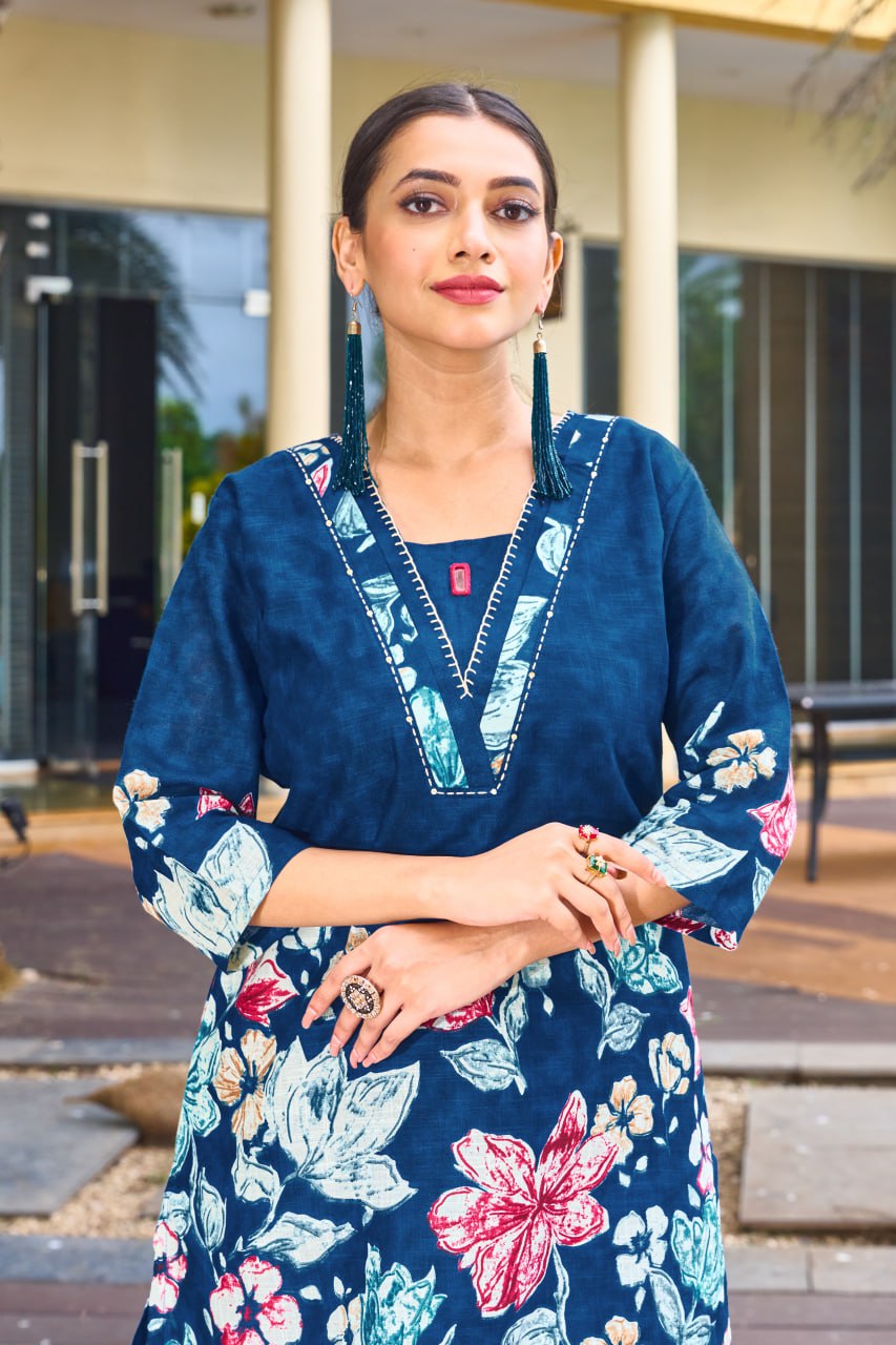 Pramukh Fab Teal Color Cotton Co-ord Set - Distacart