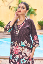 Pramukh Fab Dark Brown Color Cotton Co-ord Set - Distacart