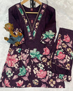 Pramukh Fab Purple Color Cotton Co-ord Set - Distacart