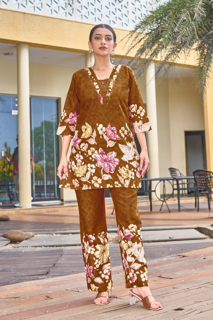 Pramukh Fab Mustard Color Cotton Co-ord Set - Distacart