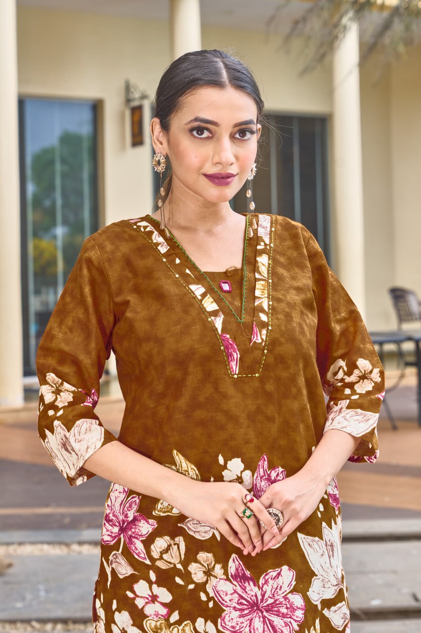 Pramukh Fab Mustard Color Cotton Co-ord Set - Distacart
