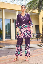 Pramukh Fab Purple Color Cotton Co-ord Set - Distacart