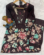 Pramukh Fab Dark Brown Color Cotton Co-ord Set - Distacart