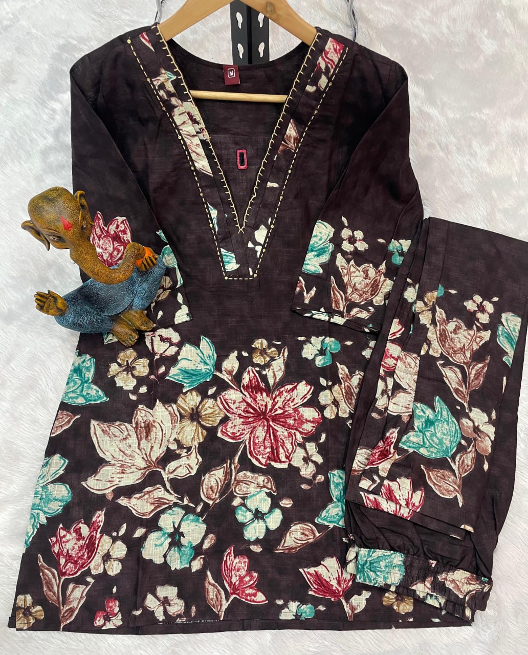 Pramukh Fab Dark Brown Color Cotton Co-ord Set - Distacart