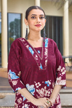 Pramukh Fab Maroon Color Cotton Co-ord Set - Distacart