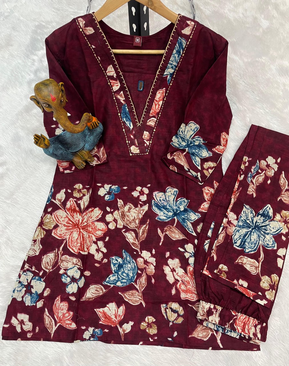 Pramukh Fab Maroon Color Cotton Co-ord Set - Distacart